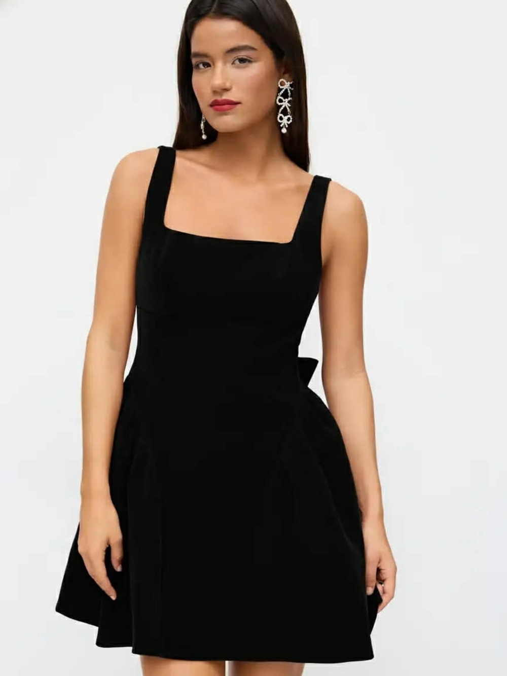 Cider Black Square-Neck Mini Dress New Size L